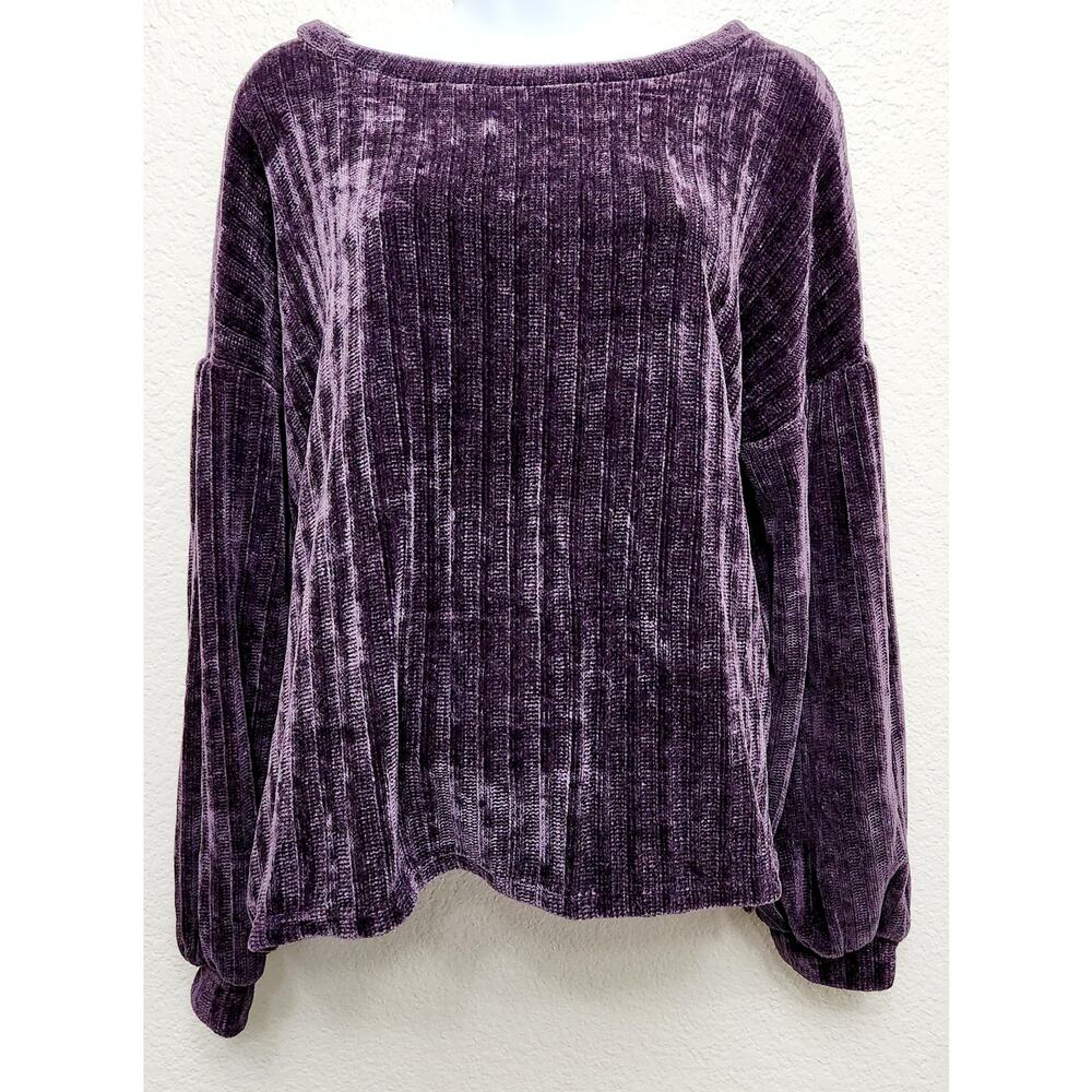 Hummingbird Purple Boat Neck Drop Shoulder Sweater Small Warm Cozy Comfy Soft